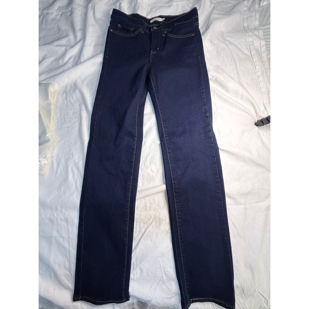 Levis 314 Shaping Straight Jeans Womens 27 Dark Wash Blue Denim Stretch 0011